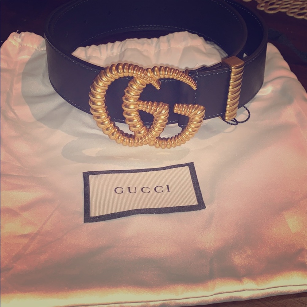 Gucci Double GG Torchon Moon Black Belt